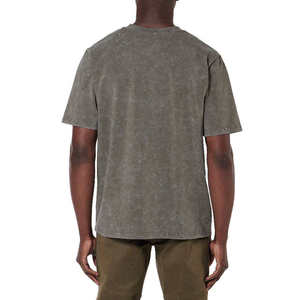 T-shirt décontracté pour homme en coton gris olive délavé à l'acide, col rond, manches courtes, mode estivale, personnalisable avec logo, OEM ODM, vente en gros de vêtements - Product Image 2