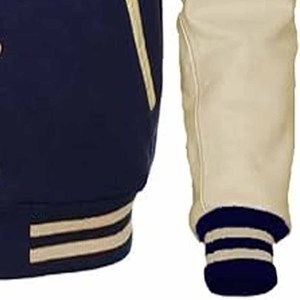 Chaqueta Varsity Stonefield Manufacturing con Ribete de Punto, Cuello Alto, Diseño de Parches en el Pecho, 100% Lana, Unisex, para Invierno - Product Image 3