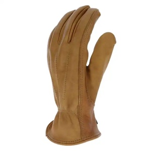 Gants de conduite en cuir de vachette grainé de haute qualité, lisses, avec manchette élastique, résistants à l'abrasion, confortables, usage général - Product Image 1