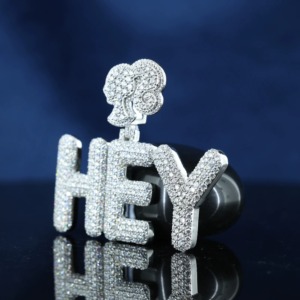 personalized <b>Initial</b> Letter <b>Pendant</b> 18K Gold Plated Hip Hop VVS Moissanite Name Letter <b>Pendant</b> 925 <b>Silver</b> Girls Bail <b>Pendant</b> - Product Image 2