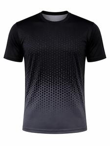 Men's O-Neck Short Sleeve Knitted T-<b>Shirt</b> Eco-Friendly Regular Fit Casual Style Blue Color <b>100</b>% Cotton/<b>Polyester</b> 220g - Product Image 1