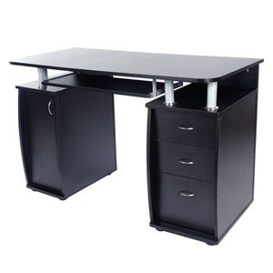 Bureau d'ordinateur portable en MDF noir de 15 mm avec 3 tiroirs dans une seule boîte - Product Image 4