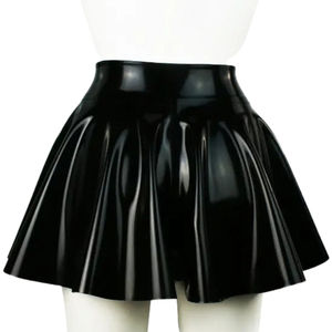 Women High Waist <b>PU</b> Pleated Flared Mini <b>Skirt</b> Solid Color Shiny Style All Seasons Wear - Product Image 4