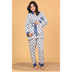 Conjunto de Pijama de Poliéster Crepé Estampado para Mujer, Elegante Ropa de Dormir, Conjunto de Pijama Suave y Cómodo para Mujer - Product Image 5