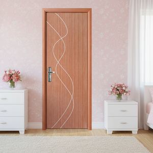 Portes d'entrée de maison en WPC (composite bois-plastique) au design minimaliste de luxe, les plus populaires au Moyen-Orient, en PVC pour intérieur - Product Image 2