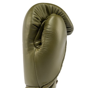 Gants de boxe en cuir vert olive FLY, à lacets, pour adultes, avec protection respirante des poignets - Product Image 4