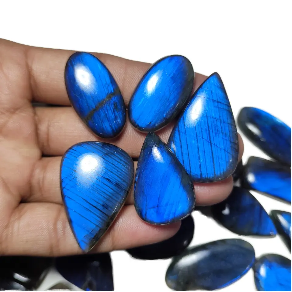 100% batu permata longgar Labradorite biru alami kualitas terbaik Cabochon biru penyembuhan banyak batu kristal pasokan besar Labradorite