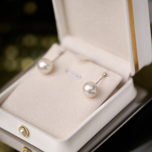 Pendientes Largos de Plata de Ley S925 con Diseño Francés, Perlas Edison Naturales de Agua Dulce para Mujer, Joyería de Perlas Tridimensional Simple - Product Image 1