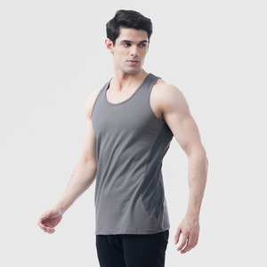 Débardeur Sportif Gris Respirant à Séchage Rapide pour Homme, Col Rond, Couleur Unie, 100% Coton 120g, Logo Avant, Idéal Entraînement - Product Image 1