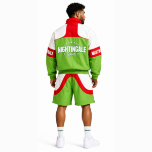 Chaqueta y Pantalón Corto Deportivo de Nylon con Logotipo Personalizado OEM ODM, Chaqueta con Cremallera y Logotipo DTF, Conjunto Deportivo de 2 Piezas para Hombre - Product Image 4