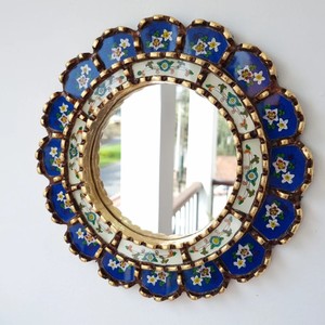 Miroir mural en verre encadré royal fait main de luxe - Product Image 1
