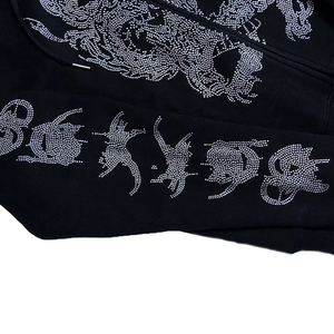 Nueva Sudadera con Capucha Personalizada para Hombre con Cristales Brillantes y Pedrería, Diseño de Calavera Razer Impex, 100% Algodón Ecológico - Product Image 3