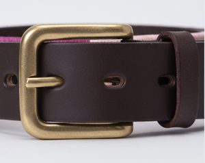 Ceinture en cuir de vachette de luxe style polo décontracté, motif floral, boucle en alliage, 35 mm, sangle en coton brodée, Divine International - Product Image 3