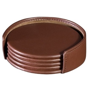 Posavasos de cuero PU de primera calidad, juego de 6, precio al por mayor, antideslizantes, impermeables, duraderos, para café y té - Product Image 1