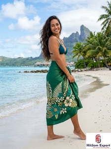 Paréo Sarong en Satin Tissé Premium à Pois, Motif Floral Tropical, Léger, pour l'Été, Fabricant et Fournisseur de Tissus Personnalisés OEM ODM - Product Image 2