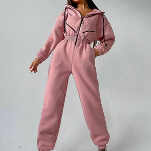 Mono con capucha para mujer, mono informal para mujer, mono de una pieza con cremallera para mujer, mono de invierno para mujer, ropa de calle para mujer - Product Image 1
