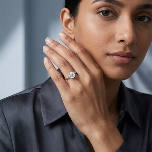 Anillo de Compromiso de Diamante Redondo Brillante de Platino, Joyería Clásica para Mujer con Diamante Natural Certificado por IGI - Product Image 1