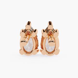 Pendientes de Diamante Cultivado en Laboratorio con Corte de Pera de 1 Quilate, Oro Amarillo, Blanco y Rosa de 14K, Engaste Minimalista con Puntas, Joyería Fina para Aniversario o Fiesta - Product Image 5