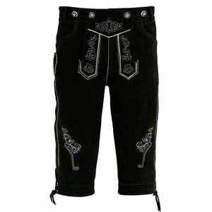 Pantalones de cuero bávaros para hombre, estilo folclórico, de lana, rectos, bordados, de cuero negro, tallas europeas 46 a 62 - Product Image 4
