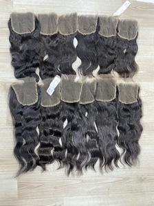 Extensiones de cabello humano ondulado sin procesar 100% de alta calidad, cierre alineado con cutícula, encaje de película virgen de grado de encaje HD negro - Product Image 4
