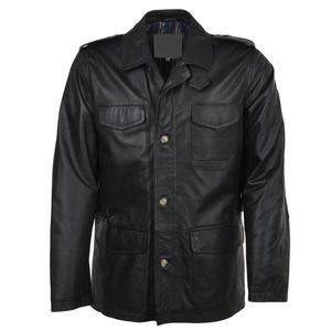 Chaqueta de cuero elegante para hombre, abrigo de invierno con cuello alto, estilo motociclista, informal, para exteriores, manga larga, cremallera frontal, prenda exterior de cuero grueso - Product Image 3