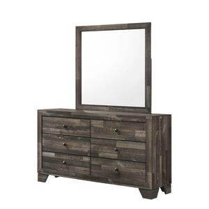 Cassettiera Rustica a Sei Cassetti, 1 Pezzo, Finitura Marrone Grigio, Mobili per Camera da Letto in Legno - Product Image 2