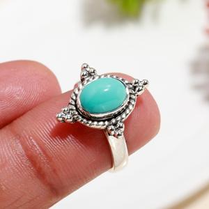 New Arrival Natural Arizona <b>Turquoise</b> 925 Sterling Silver Handcrafted Bohemian Gemstone Navajo Engagement Wedding Fine <b>Ring</b> - Product Image 2