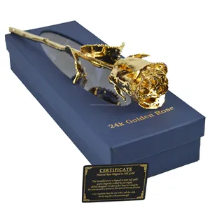 Hot Sale 24k Golden Real Rose With Highly Design And Luxury Box Packing Best For Gift Natural Preserved Rose