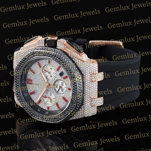 Nueva colección Cronógrafo Fecha automática Correa de goma negra Iced Out D VVS Moissanite Diamond Hip Hop Diamond Watch para hombres - Product Image 2