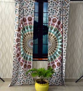 Peacock Mandala Printed Cotton Wall Hanging Curtain Door <b>Window</b> Valance Drape Handmade Multiple Color By Indian Consigners - Product Image 2