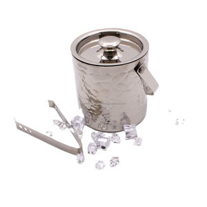 Cubo de hielo moderno de metal con acabado de espejo y juego de pinzas, ideal para fiestas de cócteles, bodas y ocasiones especiales. - Product Image 1