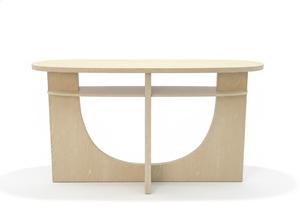 TABLE DE CONSOLE / TABLE D'APPUI en bois d'hévéa durable et placage de chêne MDF pour salle à manger et restaurant, décoration intérieure, couleur beige - Product Image 4