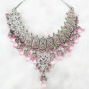 Luxury Gold Plated Alloy Bridal Necklace Earring Set Women Pearl Flower Design Vintage <b>Wedding</b> Engagement Anniversary Party Gift - Product Image 2