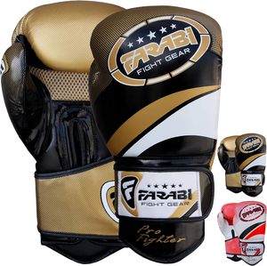Gants de boxe d'entraînement en cuir PU Farabi personnalisés avec logo, sérigraphiés, légers, pour MMA et Muay Thai, vente en gros - Product Image 1
