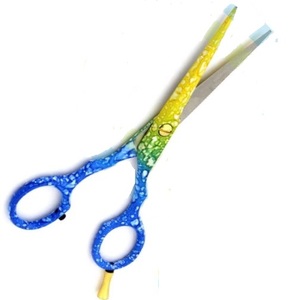 Ciseaux de sécurité professionnels pour barbier gaucher, lame droite en acier inoxydable, avec manche long pour la coiffure - Product Image 1