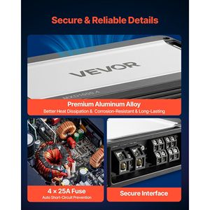 เครื่องขยายเสียงรถยนต์ 4 แชนแนล แบบบริดจ์ได้ คลาส D ฟูลเรนจ์ กำลังขับสูงสุด 4x500W ที่ 4 โอห์ม / 4x1000W ที่ 2 โอห์ม 2 โอห์ม - Product Image 5