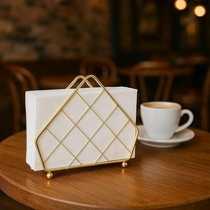 Luxury Gold Wire Napkin Holder – Decorative Arched Metal Paper Tissue Stand, Contemporary Countertop Dispenser for Home Dining - Product Image 2