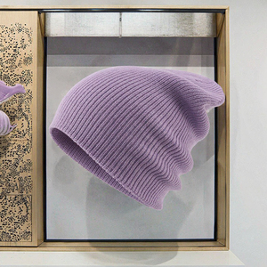 Bonnet unisexe en tricot côtelé, couleur unie, chapeau d'hiver 100% acrylique, décontracté pour adultes, impression par sublimation, broderie, taille de tête 56-58 cm - Product Image 4