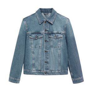 Veste en jean vintage bleu clair délavé pour homme, 100% coton, style camionneur, boutons en laiton, coupe décontractée, délavage rétro, manteau en jean décontracté - Product Image 3