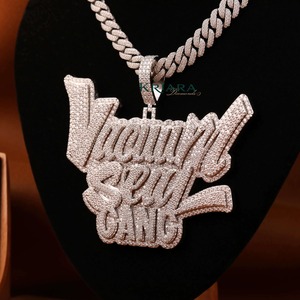 Best Selling 925 Sterling Silver 18K Gold Plated Moissanite Letter Pendant Hip Hop Jewelry For <b>Men</b> Available At Good Price - Product Image 4