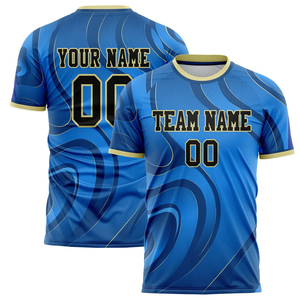 Maillot de football personnalisé sublimé respirant de haute qualité pour homme, bleu, nom d'équipe 00, manches courtes, polyester anti-humidité, sport - Product Image 5