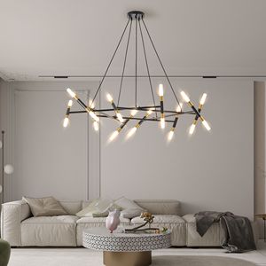 Lampadario Moderno da 41 Pollici, Design Oro e Nero con Tubi Satinati e Cavi Neri, Altezza Regolabile - Product Image 3