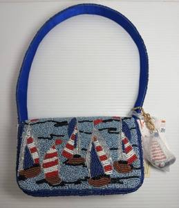 Pochette en verre perlé fait main motif étoile de mer, moderne, durable, avec fermeture à bouton, sac à main de luxe pour femme thème plage, OEM ODM Vente en gros - Product Image 5