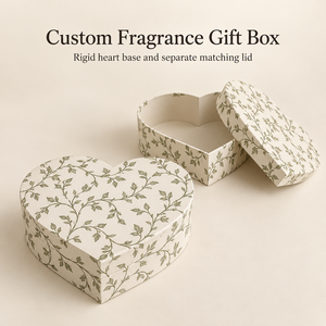 Caja de Papel con Diseño de Corazón de Enredadera Color Marfil Personalizada para Regalo de Fragancias, Empaque con Logotipo OEM - Product Image 1