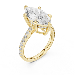 Anillo de Diamante de Corte Marquesa de Alta Calidad Cultivado en Laboratorio, 4 Quilates, Oro Sólido de 14k, Certificado IGI, Anillo de Compromiso y Boda - Product Image 4