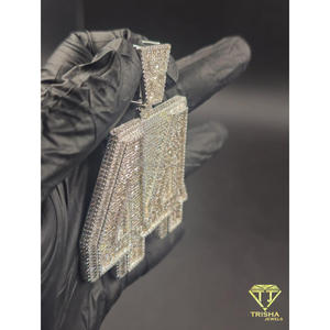 Pendentif Moissanite Diamant Iced Out Numéro 44 Chaîne Hip Hop Bijoux de Luxe Bling Cadeau - Product Image 6