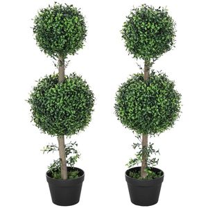 Set di 2 Alberi di Bosso Artificiali in Vaso, Piante Finte, Vegetazione Simulata - Product Image 5