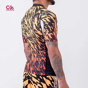 CARE MASTER Men's Short Sleeve Rash Guard <b>Flame</b> Print Quick Dry Polyester Sport Top Adult Training <b>Shirt</b> - Product Image 3