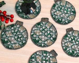 Sous-verres perlés faits main à prix abordable pour tasses, mugs et verres, magnifique décoration de table brodée pour un usage quotidien et festif - Product Image 3