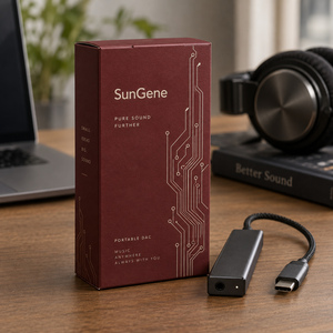 กล่องกระดาษพับได้อัตโนมัติ SunGene สำหรับอุปกรณ์เสริมเครื่องเสียงพกพา สีแดงเบอร์กันดีและสีขาวเชลล์ - Product Image 1